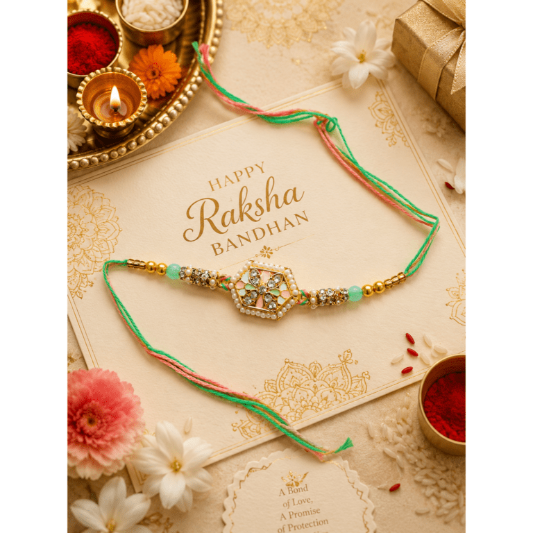 Pastel Floral Kundan Rakhi