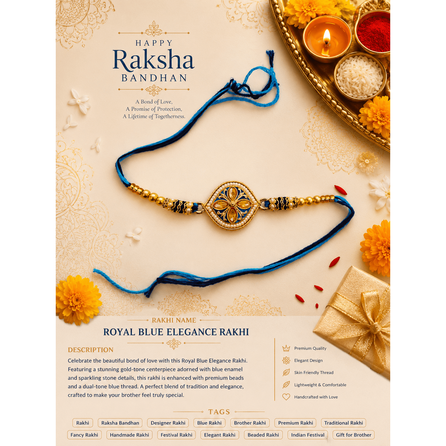 Royal Blue Elegance Rakhi Royal Blue Elegance Rakhi