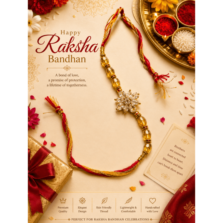 Golden Star Crystal Rakhi
