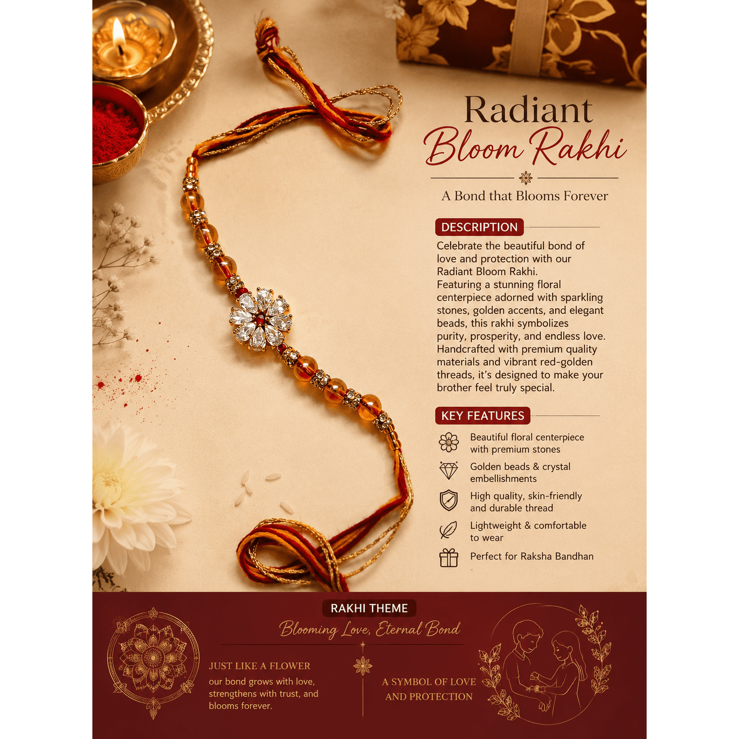 Radiant Bloom Designer Rakhi Radiant Bloom Designer Rakhi